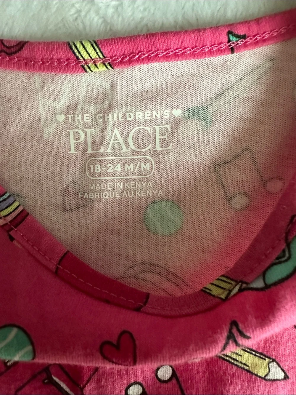 The Children's Place Bright Pink School Icons Short Sleeve Dress